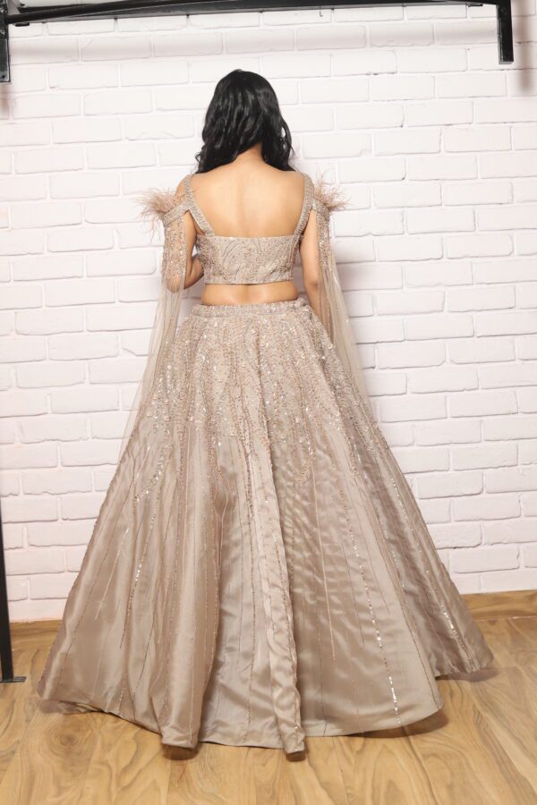 Hand work ball lehenga with bell sleeves