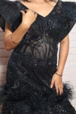 Navy blue flap fish cut gown