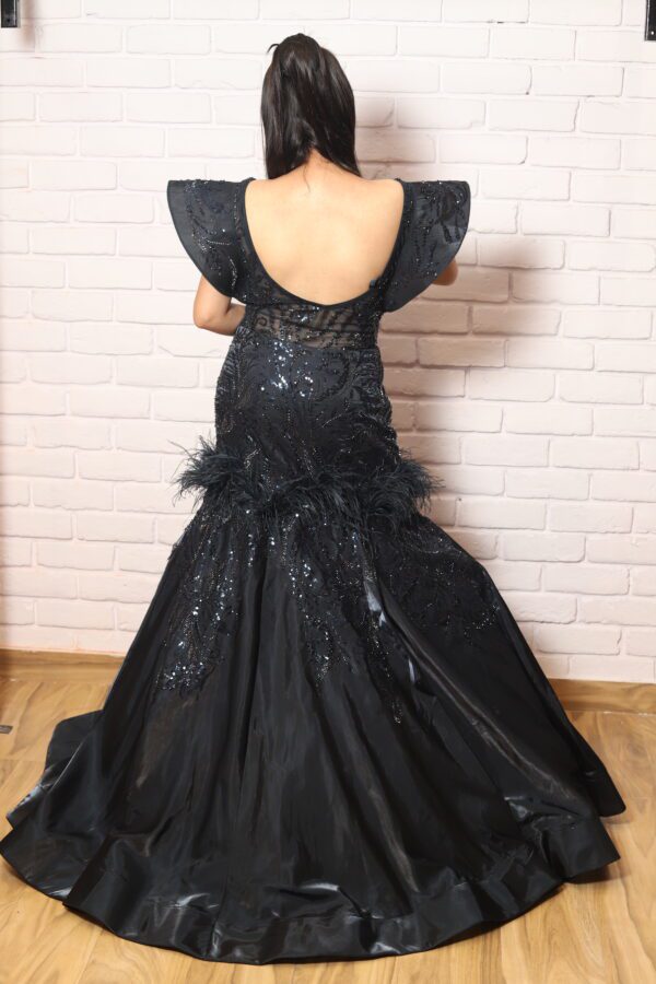 Navy blue flap fish cut gown