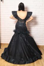 Navy blue flap fish cut gown