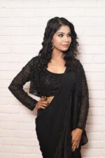 monochrome Black drape saree with jacket