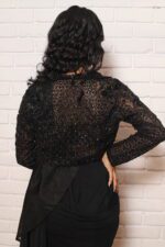 monochrome Black drape saree with jacket
