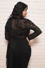 monochrome Black drape saree with jacket
