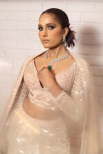 peach designer belt blouse lehenga